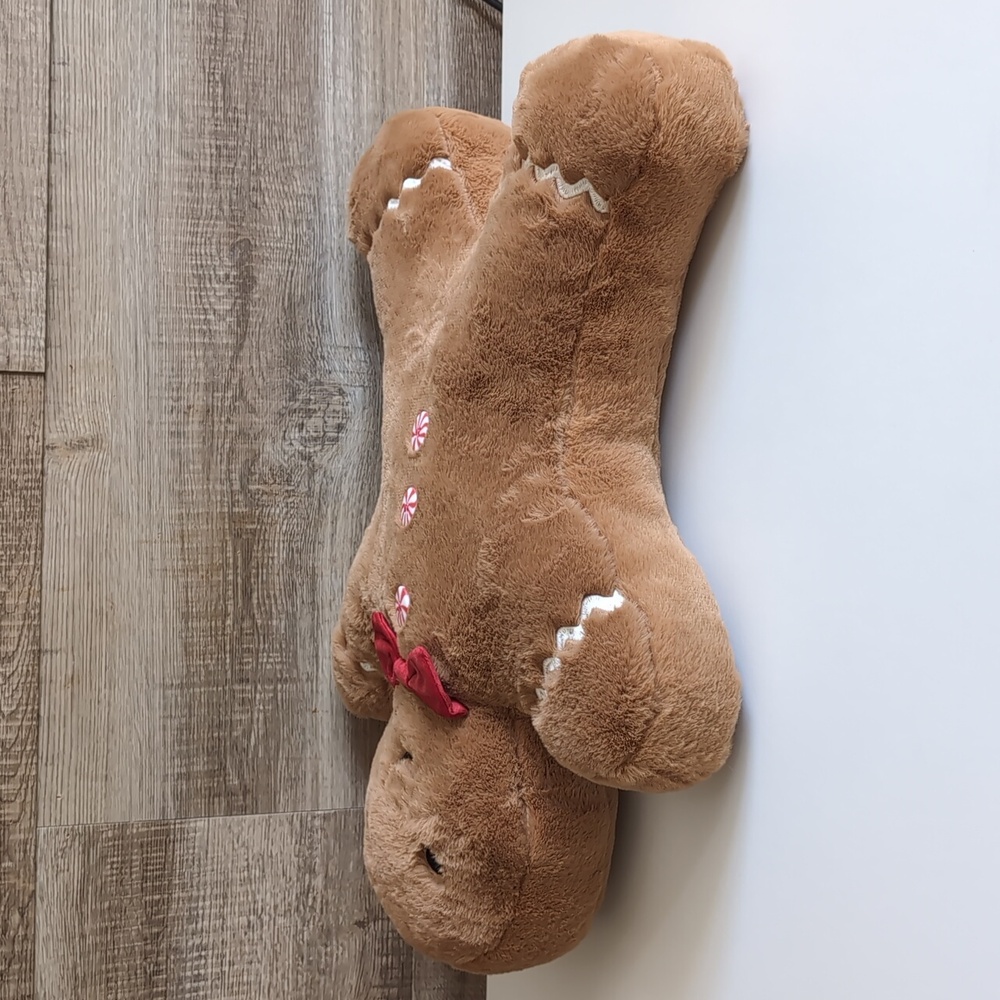 Martha Stewart 3D Christmas Faux Fur Gingerbread Man Decorative Throw Pillow - Picture 6 of 7